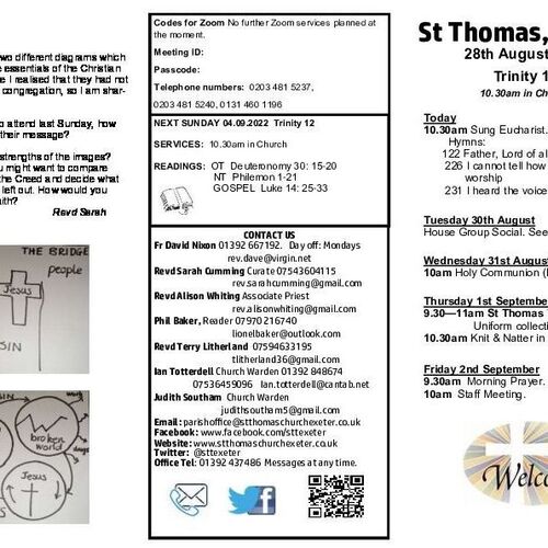 Pew Sheet | The Parish of St Thomas, Exeter