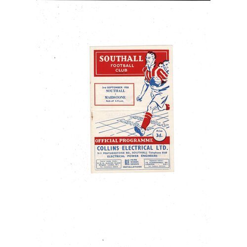 1958/59 Southall v Maidstone Football Programme