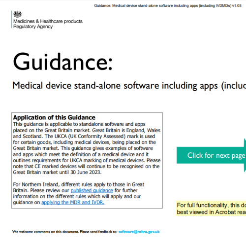 Medical device stand-alone software including apps (including IVDMDs)