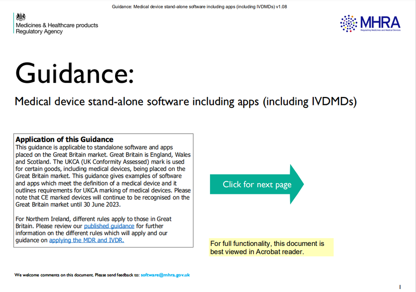 Medical device stand-alone software including apps (including IVDMDs)