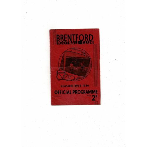 1935/36 Brentford v Blackburn Rovers Football Programme