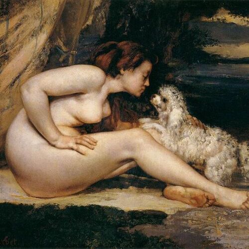 Nude Woman with Dog
