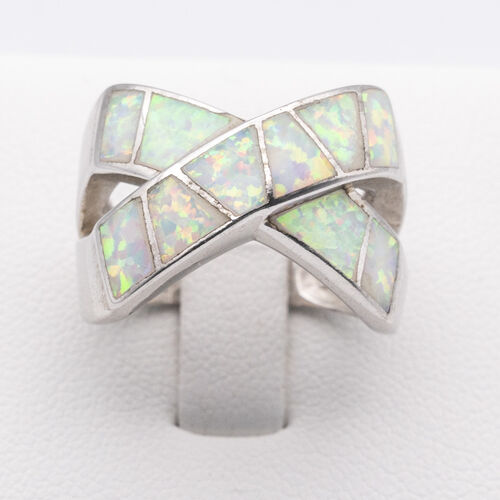 White Opal Stone Set on 925 Sterling Silver Ring