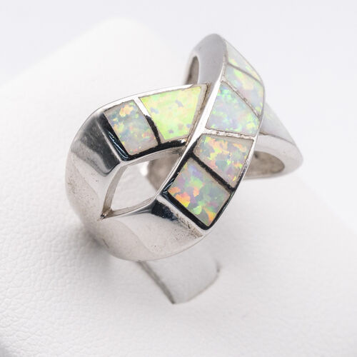 White Opal Stone Set on 925 Sterling Silver Ring