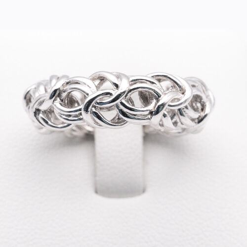 Multi strand woven silver ring