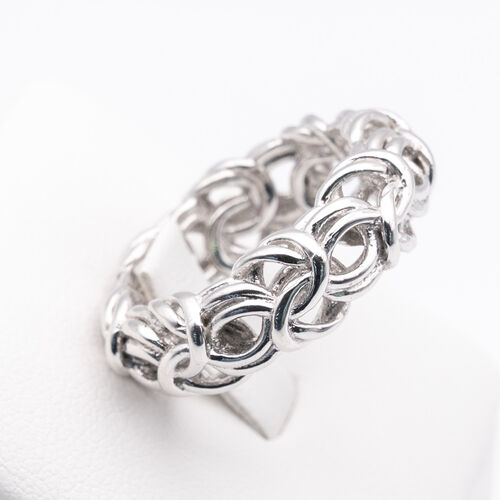 Multi strand woven silver ring