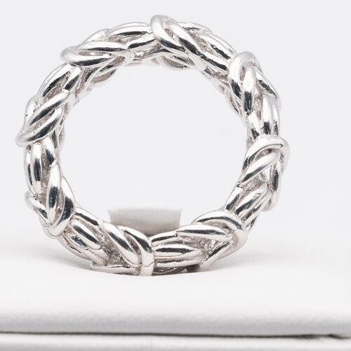Multi strand woven silver ring