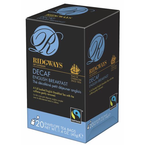 Decaf English Breakfast Tea by Ridgeways 20 Envelope Bags 40g