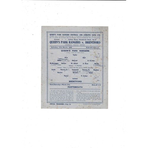 Queens Park Rangers Home Football Programmes