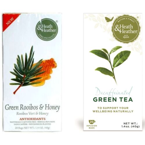 Heath & Heather Decaffeinated Green or Green Rooibos & Honey 20 bags