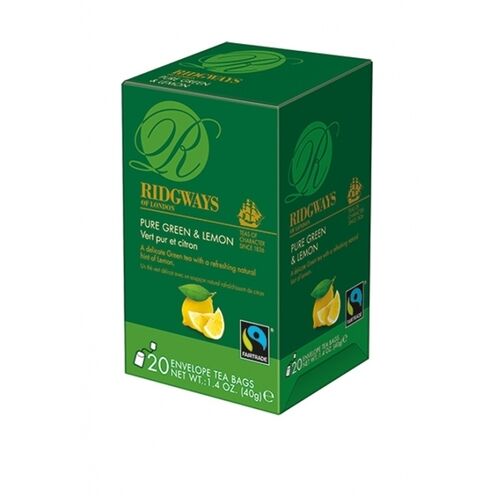Pure Green & Lemon Tea By Ridgeways 20 Bags 40g