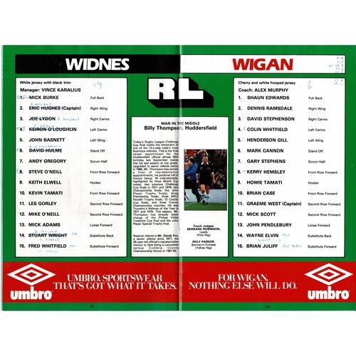 1984 Widnes v Wigan (05/05/1984) Rugby League Challenge Cup Final Programme