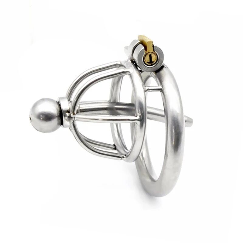 Nessus Play stainless steel chastity cage with urethral tube deep sensation control