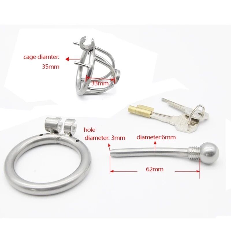 Nessus Play stainless steel chastity cage with urethral tube deep sensation control
