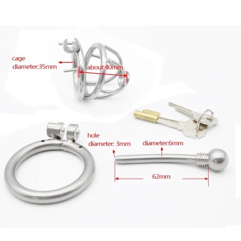 Nessus Play stainless steel chastity cage with urethral tube deep sensation control