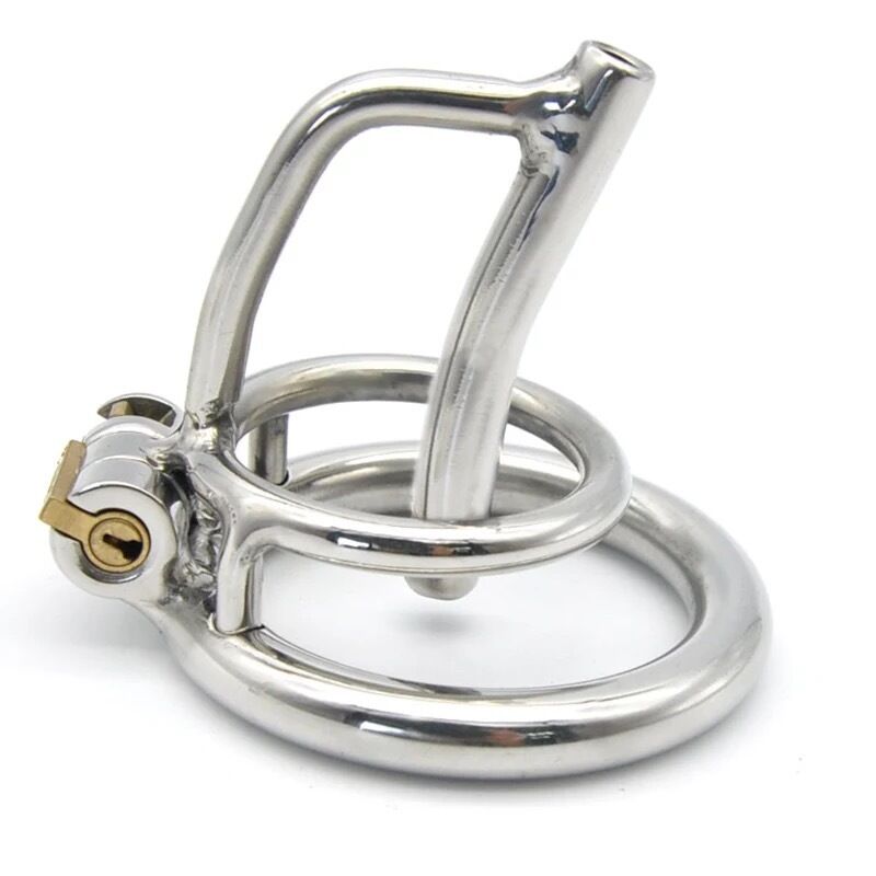 Nessus Play stainless steel chastity cage with urethral control and stealth ring
