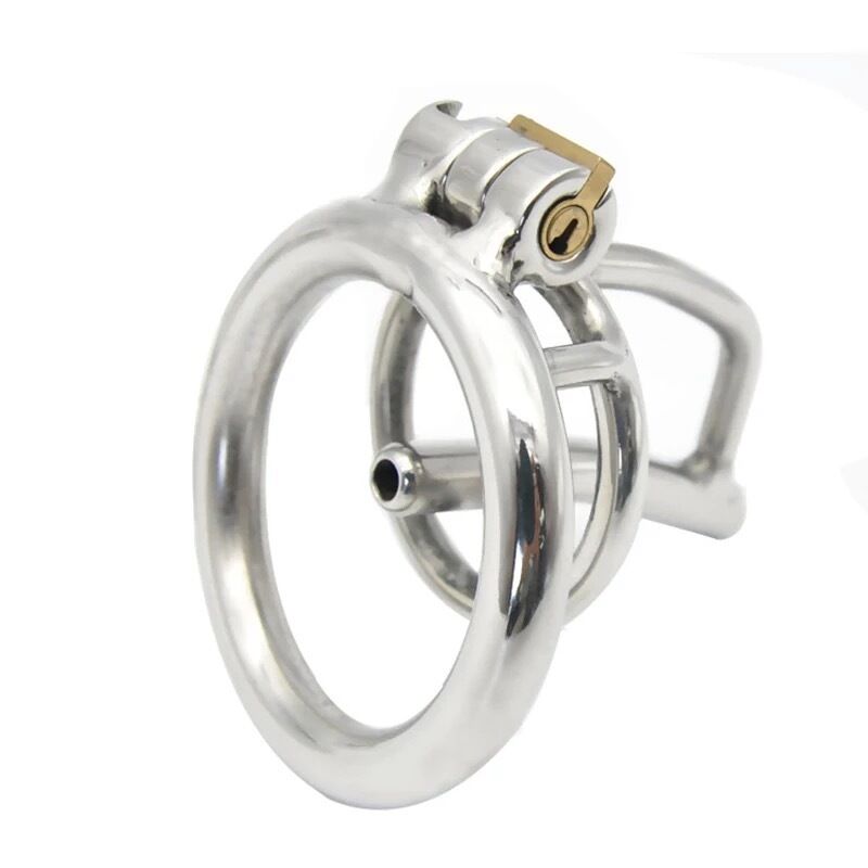 Nessus Play stainless steel chastity cage with urethral control and stealth ring