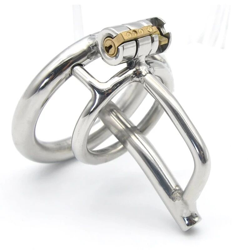 Nessus Play stainless steel chastity cage with urethral control and stealth ring