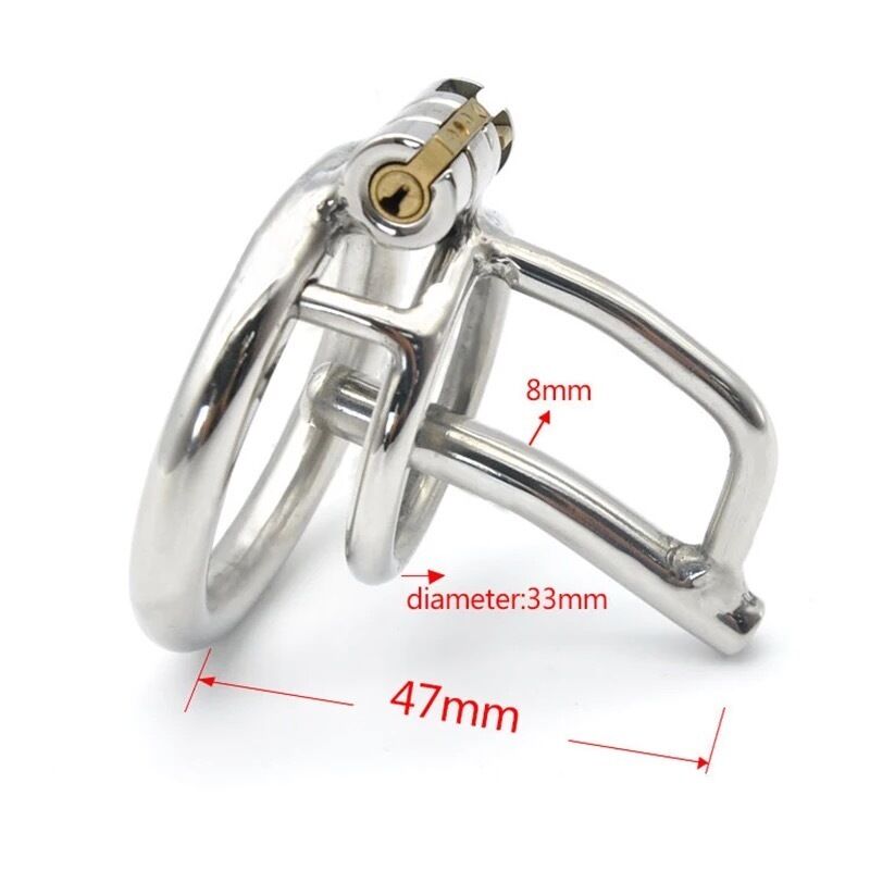 Nessus Play stainless steel chastity cage with urethral control and stealth ring