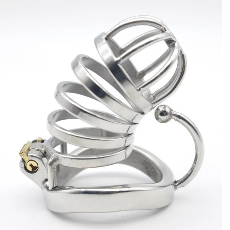 Nessus Play stainless steel chastity cage with arc ring