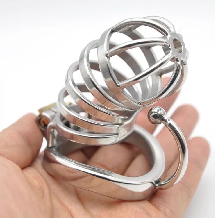 Nessus Play stainless steel chastity cage with arc ring