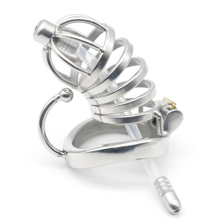 Nessus Play stainless steel chastity cage with arc ring