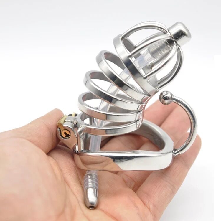 Nessus Play stainless steel chastity cage with arc ring