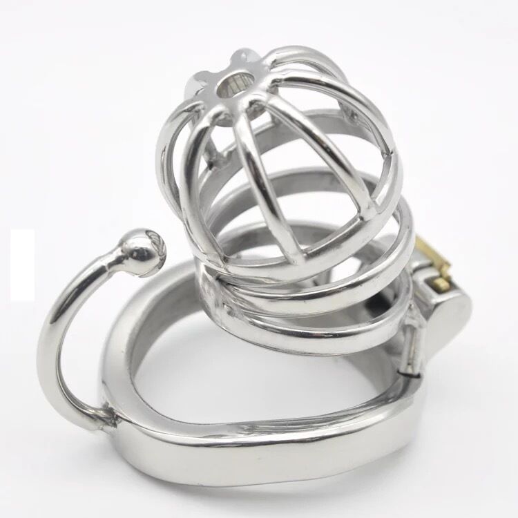 Nessus Play short breathable steel chastity cage with arc hook and catheter tube