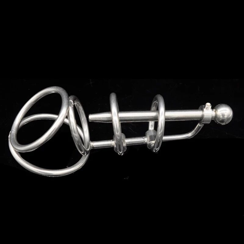 Nessus Play adjustable urethral plug with cock ring and testicle ring