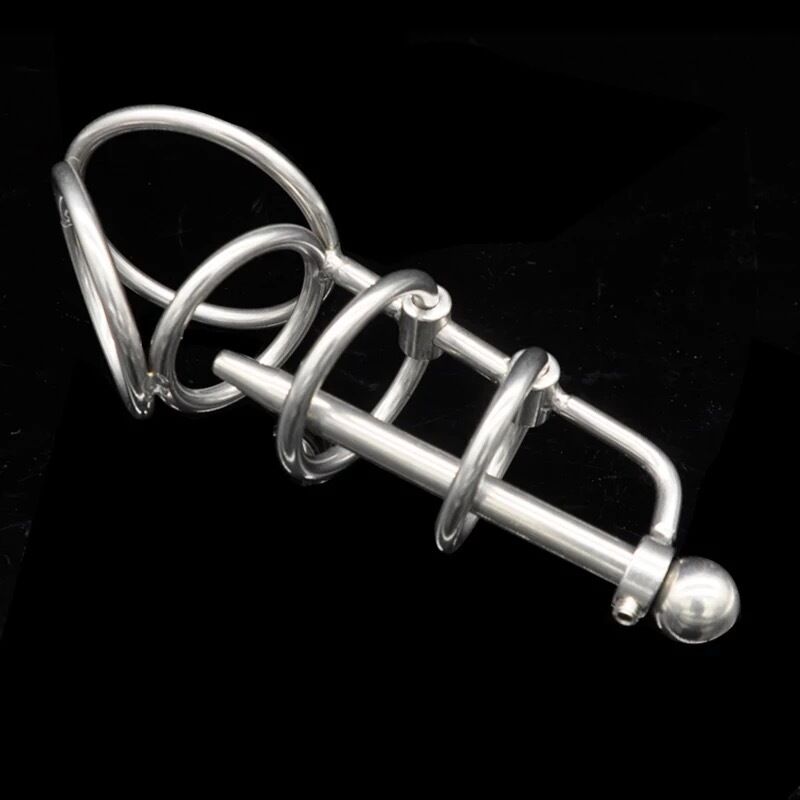 Nessus Play adjustable urethral plug with cock ring and testicle ring