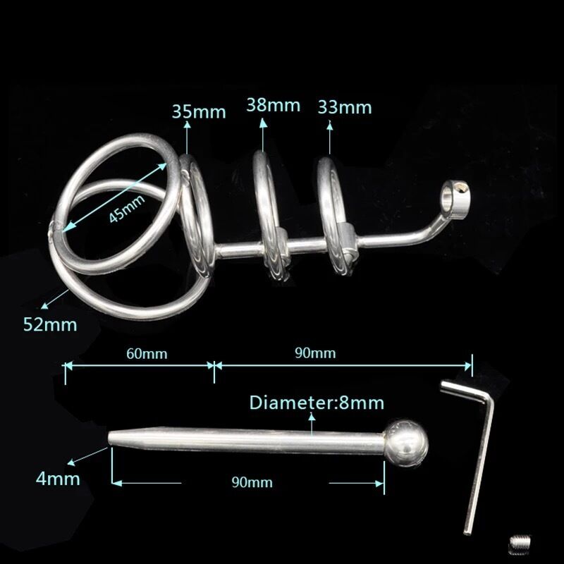 Nessus Play adjustable urethral plug with cock ring and testicle ring