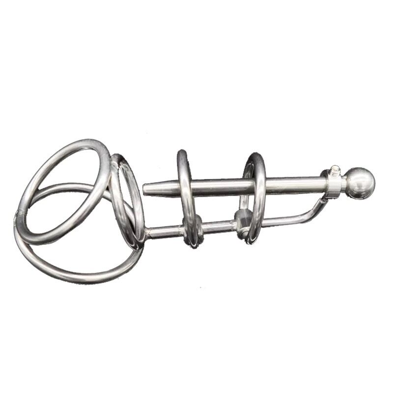 Nessus Play adjustable urethral plug with cock ring and testicle ring