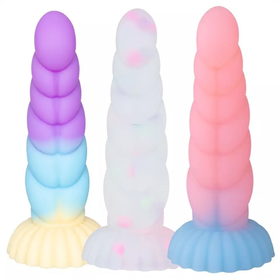 Nessus Play soft glow in the dark dildo with ribbed design and suction cup