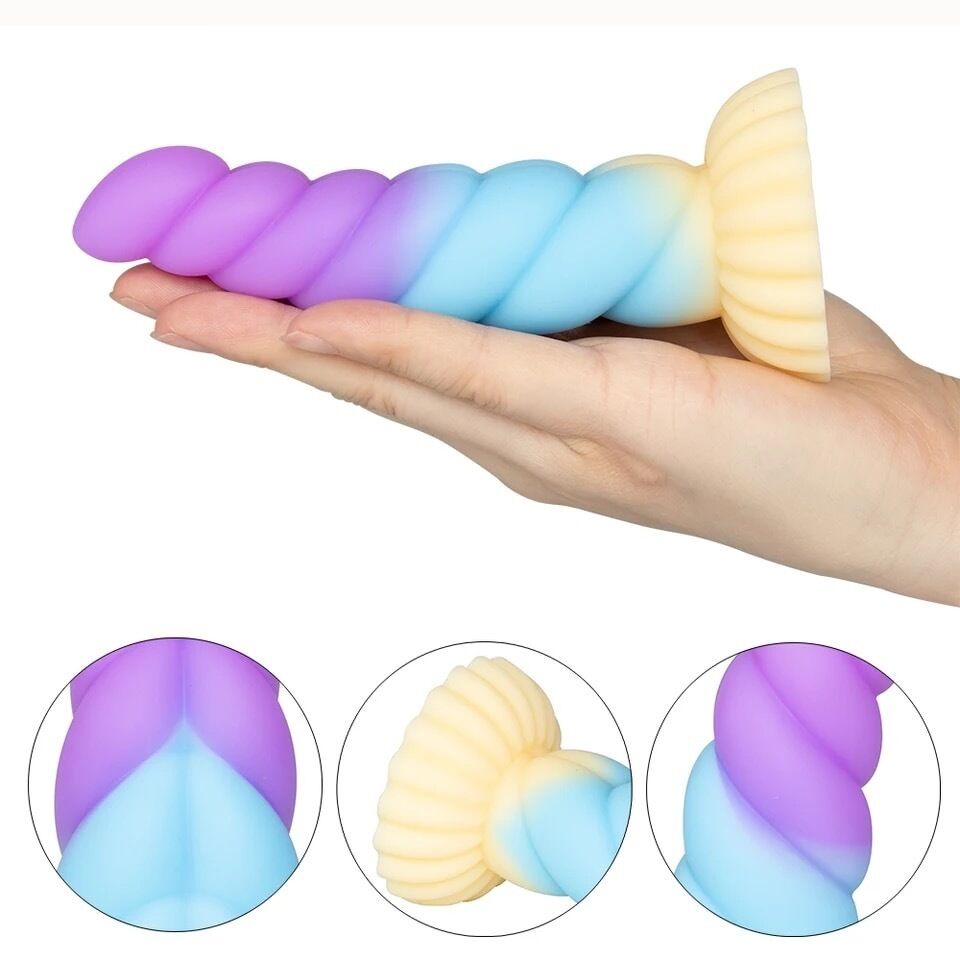 Nessus Play soft glow in the dark dildo with ribbed design and suction cup