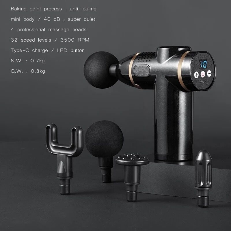 Nessus Play 3rd generation handheld adjustable massage gun with four head attachments