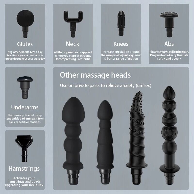 Nessus Play 3rd generation handheld adjustable massage gun with four head attachments