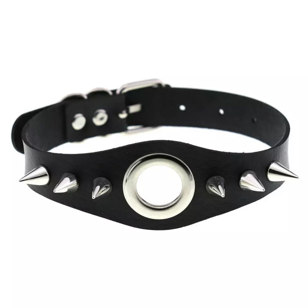 Nessus Play sexy studded choker with throat loop bondage outfit dress up