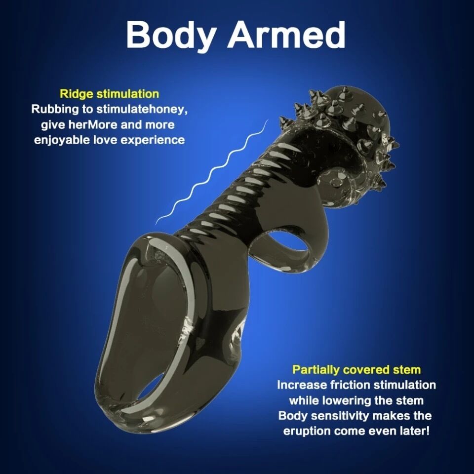Nessus Play penis sleeve with fitted testicle ring and ribbed and studded for additional sensation pleasure delay