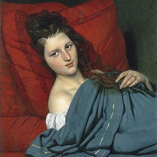 Half-length Woman Lying on a Couch