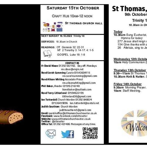 Pew Sheet | The Parish of St Thomas, Exeter