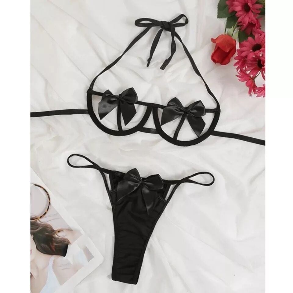 Nessus Play sexy bow expose bra and knicker set super play set