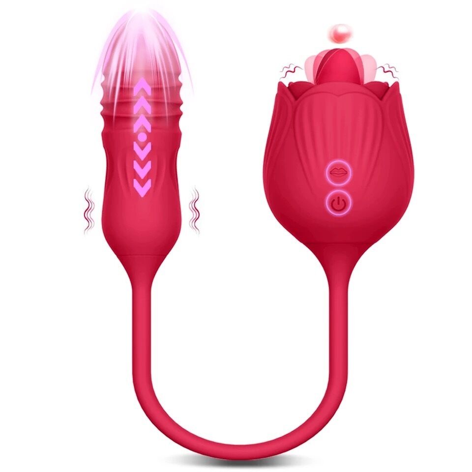 Nessus Play rose clitoris vibrator with tongue licking double stimulation toy