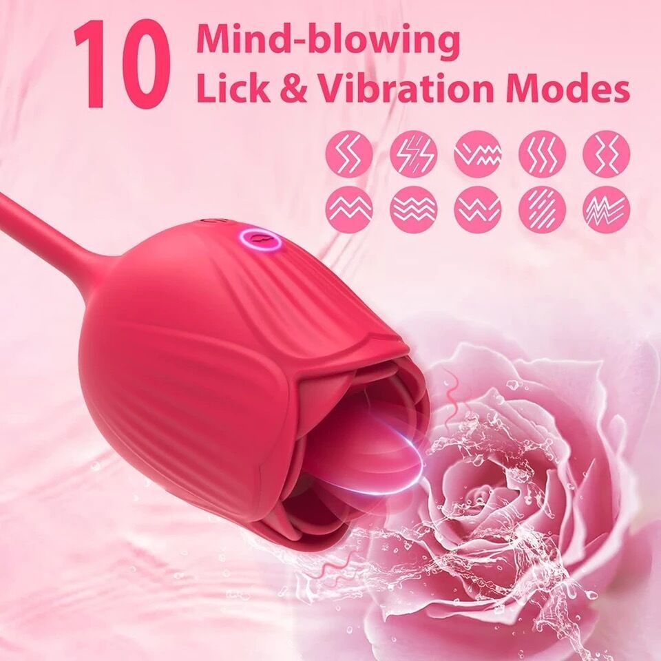Nessus Play rose clitoris vibrator with tongue licking double stimulation toy