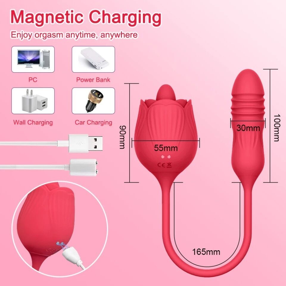 Nessus Play rose clitoris vibrator with tongue licking double stimulation toy
