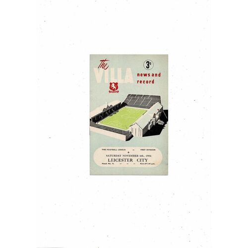 1954/55 Aston Villa v Leicester City Football Programme