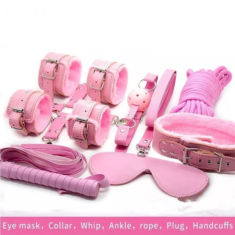 Nessus Play 7 piece bondage play set whip collar blindfold rope flogger