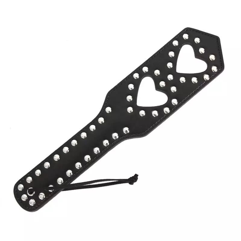Nessus Play hollow heart shaped spanking paddle with studs