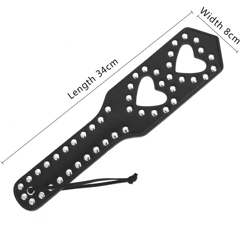 Nessus Play hollow heart shaped spanking paddle with studs