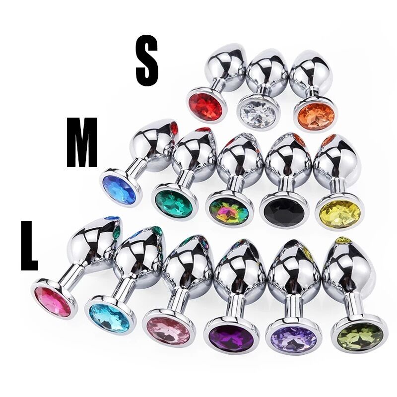 Nessus Play 2inch steel anal plug with coloured crystal stopper