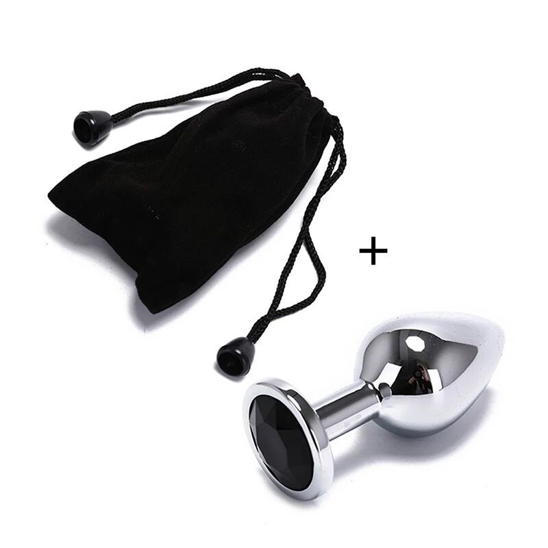 Nessus Play 2inch steel anal plug with coloured crystal stopper